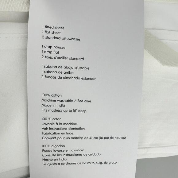 West Elm 400 Thread Count Sateen Sheet Set Queen White Cotton Wide Hem NWT - Picture 3 of 9